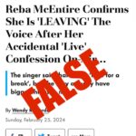 Reba McEntire Instagram – Please do not click on any articles that say I am leaving The Voice. This is not true. These are fake websites to lure people in with clickbait where they claim I have a company to sell weight loss gummy products. This is false. I do not sell or promote any type of gummy product. Please report these posts if you see them on Facebook or Instagram.