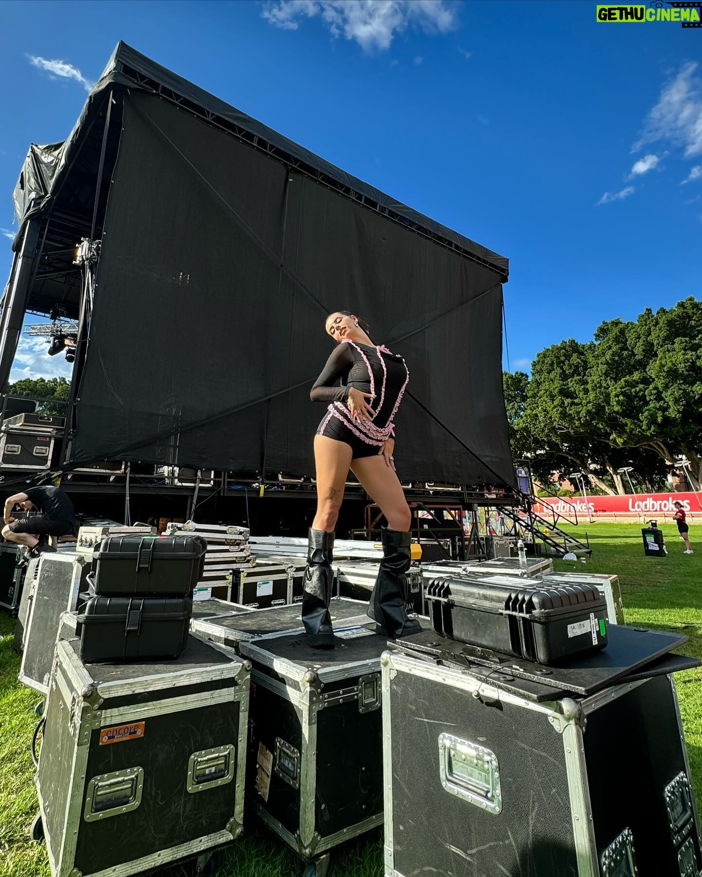 Rebecca Black Instagram - perfect wrap on the let her burn tour in sydney and 2023 🥹 thank you aus, and to everyone else who came out to a show and streamed the album this year!!!! there was a time in my life i thought this would be truly fucking impossible for me. my god i’m lucky, i’m eternally indebted to all of u. the titties and chainsaw deserve a rest, now back home to finish RB2… this show, let alone this year wouldn’t have been possible without the most cool as hell, talented and hardworking crew @kcon101 anton, @richysquirrel @malloryhenley @chrlesnchrge @ianj_mckenzie @cjjensen05 @ben_hobbs @theyneedacrane @andrewcrosbiesound @bibes87 @hodgepodge_creative adam mcnally, @thebeehive_la @julietteontheinternet @frazescreative @blacklanterncreative see u in 2024