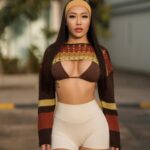 Rebecca Chen Instagram – @FashionNova 🤎which pic is your fave? 

🔍 So Groovy Crochet Bolero Sweater – Brown