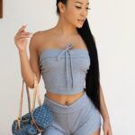 Rebecca Chen Instagram - @FashionNova call it what you want 🔍 Skipping Plans Short Set - Heather Grey