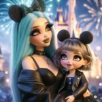 Rebecca Victoria Hardy Instagram - What it feels like vs reality 🖤🦇🕸️🏰 tysm @gothbratzai #gothicbaby #goth #disney #batsday #motherdaughter