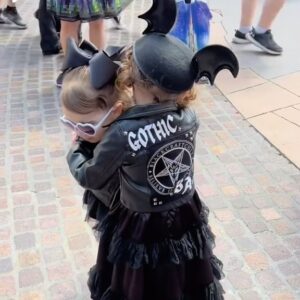 Rebecca Victoria Hardy Instagram - Leader of the baby bats 🖤🦇🕸️ 
#gothicbaby #disneyland #batsday #goth 
Gothic baby bats day Disneyland