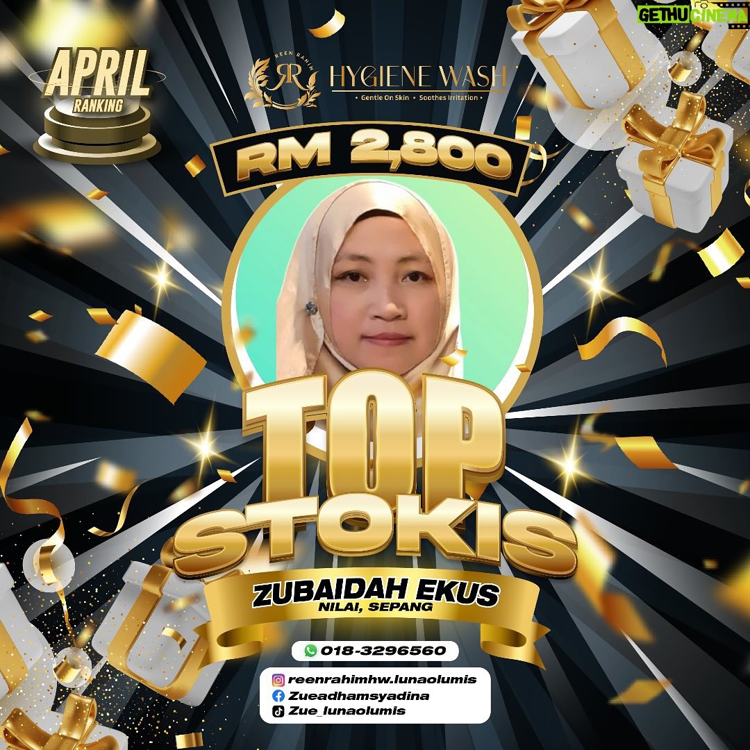 Reen Rahim Instagram - Alhamdulillah… Semoga product ni menjadi asbab kebahagiaan kepada pengguna,penjual,pekerja& Pengasas.. Mohon Amin kan❤️ Top Stokis 1st Quarter (Jan - March) RM10,600 fatimah @atiey johor bahru 017-7723677 ig/fb: @soultiey tiktok: soultieys 🎁Reward barang kemas 916 march ranking top stokis RM3,400 nama: Zubaidah Ekus no tel: 0183296560 area: Nilai, Sepang ig/fb/tiktok: Ig @reenrahimhw.lunaolumis Fb: Zueadhamsyadina Tiktok :Zue_lunaolumis april ranking Top Stokis RM2,800 nama: Zubaidah Ekus no tel: 0183296560 area: Nilai, Sepang ig/fb/tiktok: Ig @reenrahimhw.lunaolumis Fb: Zueadhamsyadina Tiktok :Zue_lunaolumis april ranking Top Agent RM900 nama: SITI HAJAR BINTI MOHAMED no tel: 017-7712722 area: Larkin, Johor IG: @reenrahimhygienewash_larkin FB: sitihajar Tiktok: @siti_hajar269