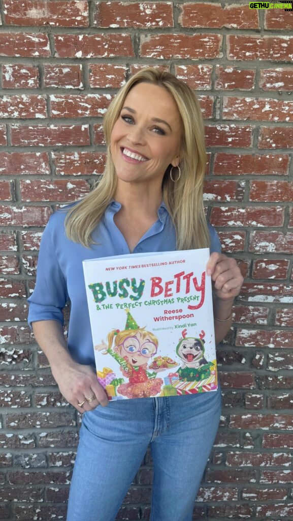 Reese Witherspoon Instagram - Busy Betty is BACK.... for Christmas!🎄🎁 (Is it too early? NEVER! 🤣) I’m so excited to share my third children’s book, Busy Betty & The Perfect Christmas Present. Pre-order at the link in bio and get excited about Busy Betty’s next holiday-themed adventure, out on bookshelves everywhere November 12th! 🌟