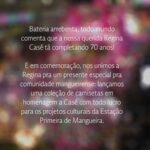 Regina Casé Instagram – Bateria arrebenta, todo mundo comenta que no domingo a Regina faz seteeeeenta! 

Em comemoração a essa data muitíssimo especial, a Casé e a @reserva se juntaram para um presente especial para a comunidade mangueirense: lançamos, em parceria, uma camiseta em homenagem aos 70 anos da Regina em que todo o lucro das peças será revertido para os projetos culturais da Estação Primeira de Mangueira. 

Entra nessa com a gente? Clique no link da bio da @reserva e garanta a sua pra deixar essa festa ainda mais bonita.

#publicidade
