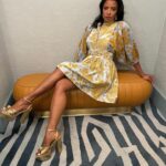 Renée Elise Goldsberry Instagram - The category is legs 💇🏾‍♀️: @takishahair 💄: @autumnmoultriebeauty 👗: @sarahslutsky 🪡: @ladoublej 👡: @larroude 💎: @_jennybird