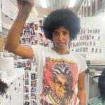 Renée Elise Goldsberry Instagram - A short Afro and Maya Angelou. Powerful combination. At work…feeling proud and grateful for the legacy… @takishahair @lasonyagunter @rootsoffight #tbt