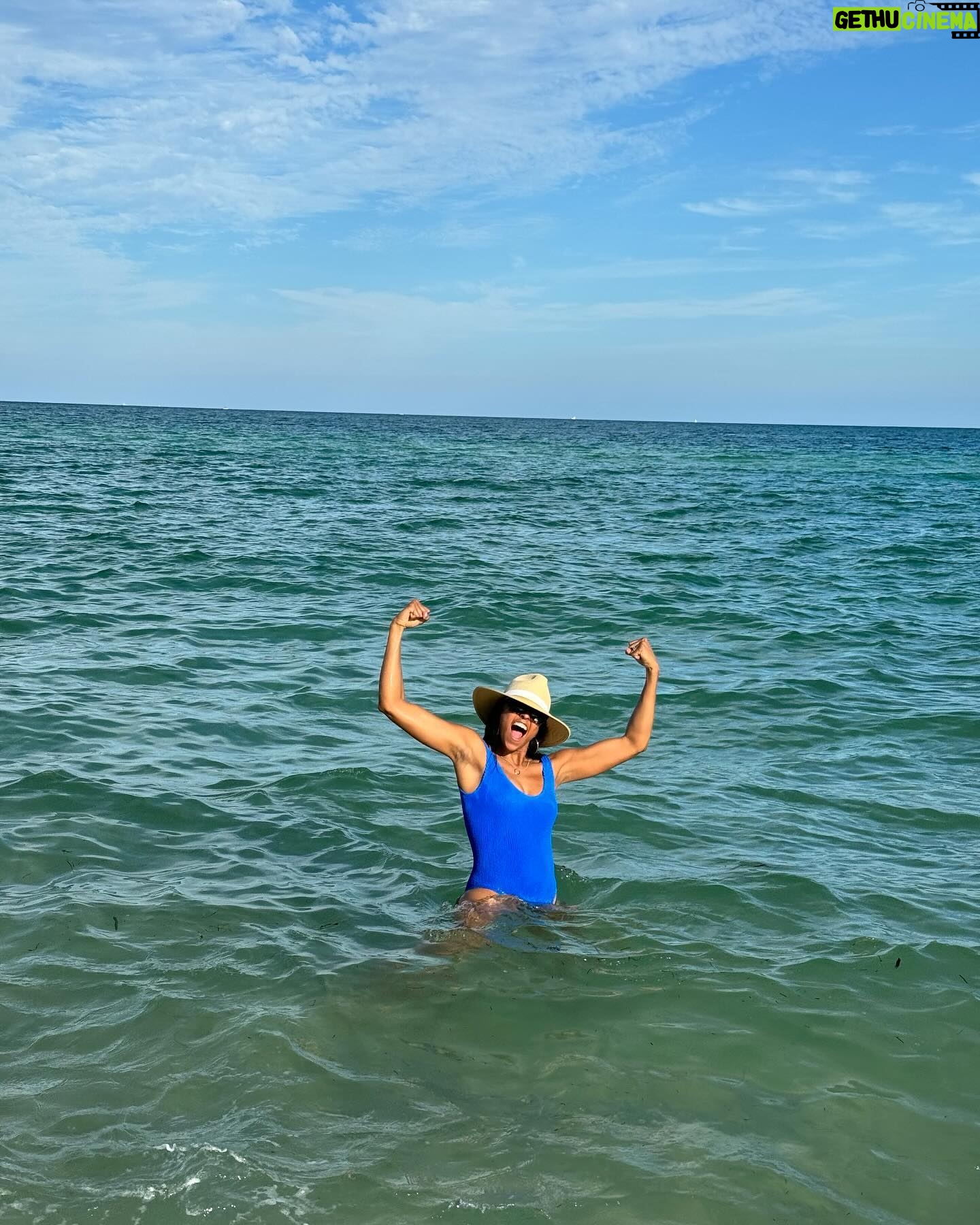 Renée Elise Goldsberry Instagram - I go through long periods where I don’t feel like I have anything to share here. Like my daily life isn’t social media worthy. So I disappear for a while… And then I’m stuck waiting for something even more worthy to bring me out of hiding. Some press day, premiere, or announcement when I just happen to be captured camera ready and lit well… But this Miami sunlight hit my naked face today… and reminded me… my friends just want to know that I’m still here, that I’m well, and that I love them. LOVE has me feeling so good, I’m doing a bad dance break on the beach, filled with the freedom and joy of not giving a shit about being worthy. And at the same time, knowing that I always am. Posting #onlytheouttakes #alwaysworthy #gracesavesme Photo Credit to my girl! @thetatumlife 💕