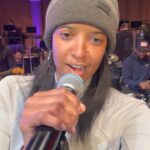 Renée Elise Goldsberry Instagram - Caught the Spirit in rehearsal with my band, preparing for our show with the Piedmont Wind Symphony this weekend! Our outro to #BridgeOverTroubledWater calms and empowers me always. My mind and all trouble within does ease… when I call on The Lord. I get a jolt of joy and peace every time I play with this family around the country! I love them so! Come see us some time! @jordanpetersmusic @addisonfrei @zachmullings @jeffhanleyphotography @krisnicmil @adeedeedee @ms.tashamichelle @robertolarab Thx for an amazing weekend @piedmontwindstagram ! @wfuniversity #waitchapel