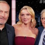 Rhea Seehorn Instagram - Had a GREAT time visiting @jimmykimmellive & chatting with @alfranken & @therealbobodenkirk ! And, no, I did not talk over Bob’s whole segment, he was on before me! Watch the whole episode (with the amazing @katieporteroc & @loslobos , too!) on the #jimmykimmellive YouTube channel ! Thanks for having me! And thank you @peggyhartanto , @sarahflint_nyc , & @highheelprncess for my outfit; @storyofmailife & @matthewstylist for my m/u & hair!