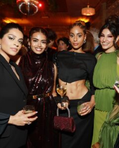 Richa Shukla Moorjani Instagram - 🍉🍉🍉 @vanityfair @instagram #vfvanities With this being an evening to celebrate the next generation of Hollywood, the best part of the night was the most heart centered conversation that breathed new life into me with @alokvmenon who reminded me of the the importance of our work as artists to BE the love that we want to see in this world, to never allow ourselves to feel immobilized by pain and suffering and to keep our hearts open no matter what, so we can drench this world in light and compassion through our work as storytellers. 🖤 ✨ Dress @bibhumohapatra Stylist @styledbyambika Hair @virginie.pineda Makeup @thegabriellealvarez Earrings| @hanut101 Rings| @davidyurman @hanut101 Clutch| @auvrelifestyle Shoes| @willa.phoenix Tailor| @mrs.jun.tailor Style Team| @leksywolk @sarahmgibsonn