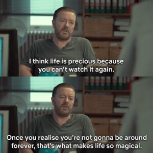 Ricky Gervais Instagram - some of After Life’s most powerful moments 🖤