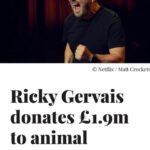Ricky Gervais Instagram - Thanks for your lovely messages about this, particularly from the charities involved telling me about all the great things they are able to do with the money ❤️ Can’t wait to do it all again.
