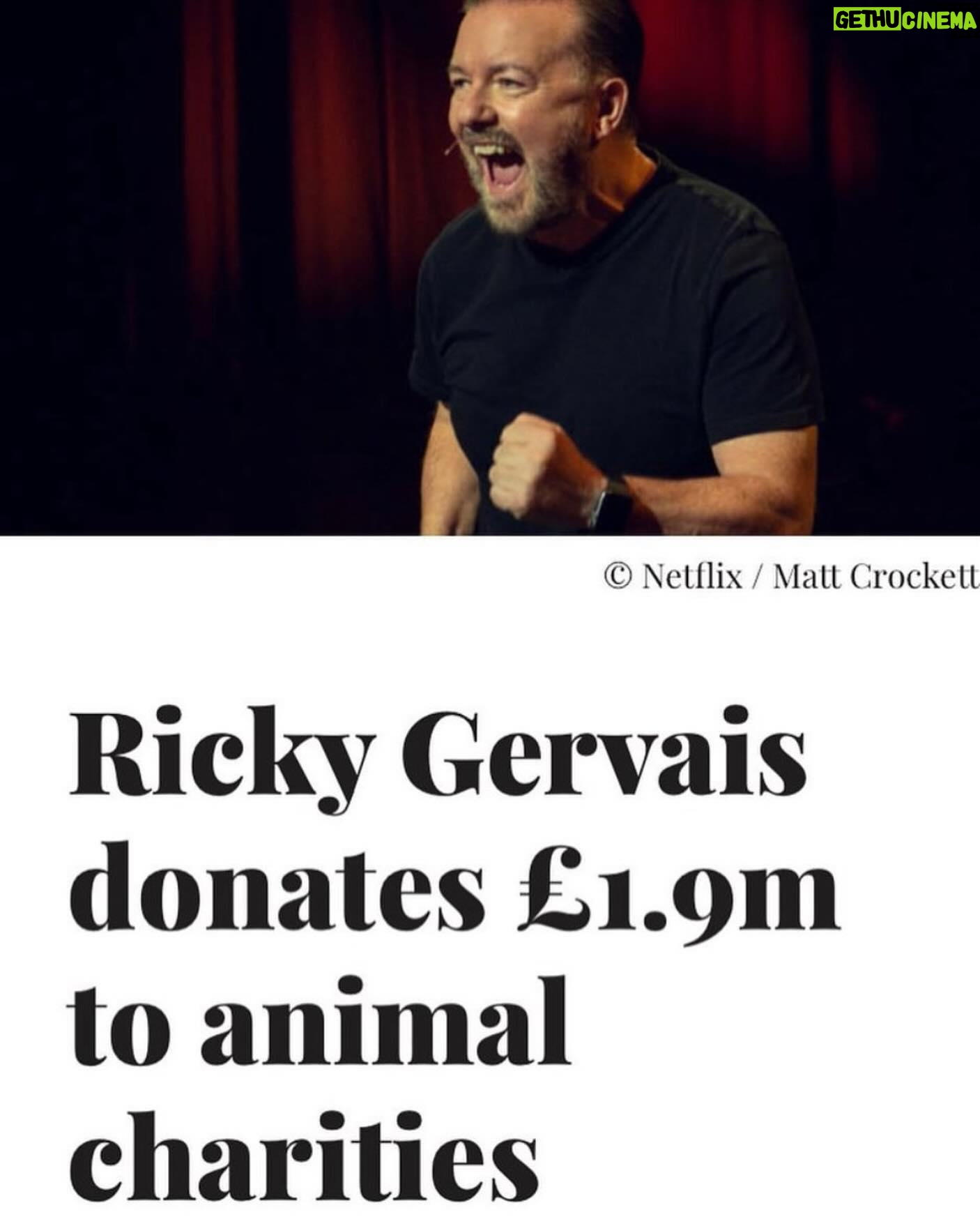 Ricky Gervais - 146.8K Likes - Thanks for your lovely messages about this, particularly from the charities involved telling me about all the great things they are able to do with the money ❤️ Can’t wait to do it all again.