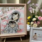 Rika Adachi Instagram - そしてそして 名探偵コナンの原作者 青山剛昌先生が描いてくださった色紙🥰🌸 大切にウェルカムスペースに 飾らせていただきました🤍 そしてウエディングケーキも キッド様のハット…？？？笑 披露宴でもコナン愛をたくさんいれてみました😳🎀🤍