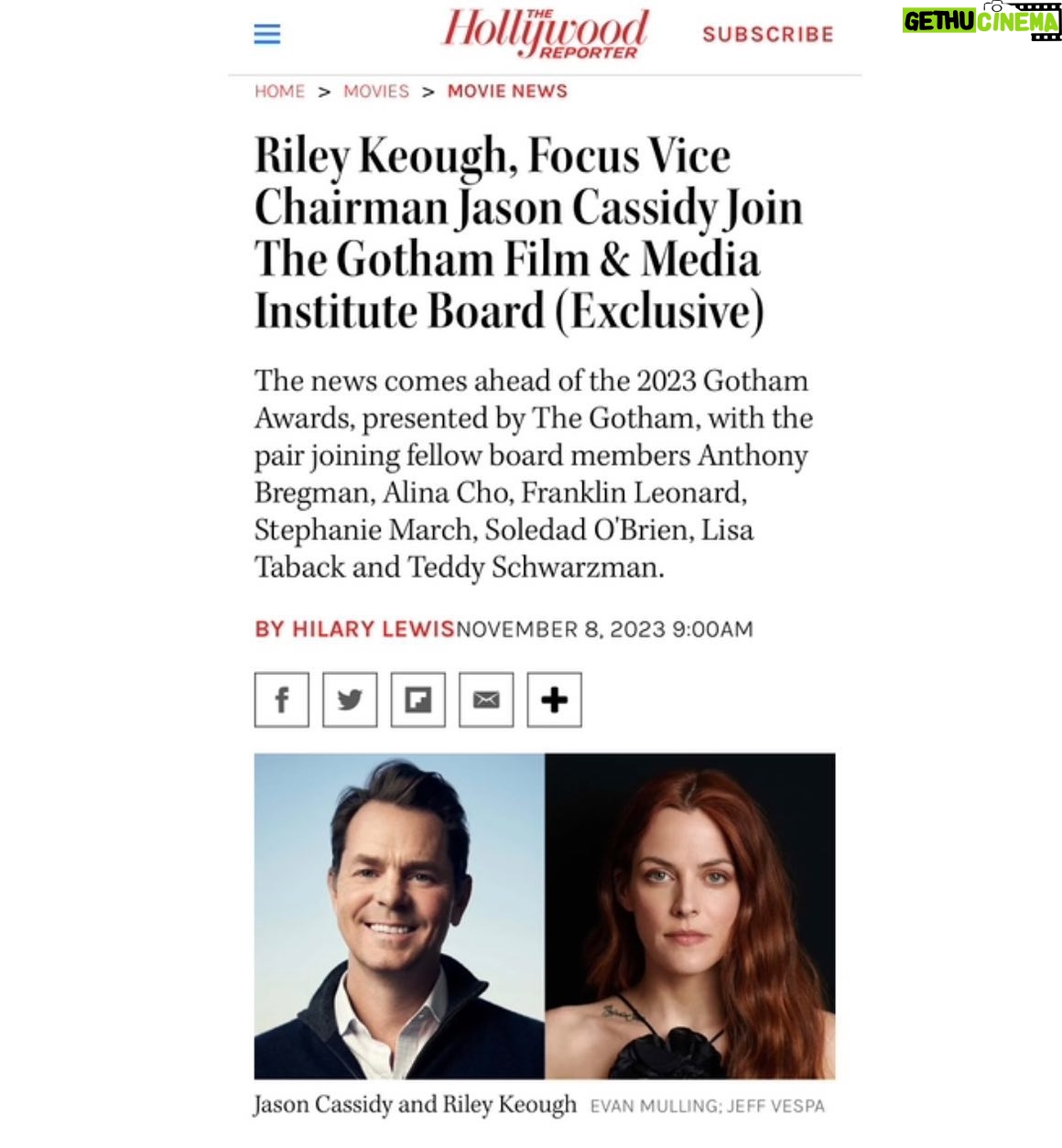 Riley Keough Instagram - What an honor🙏 @thegotham