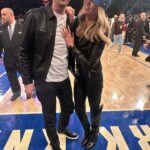 Riley Voelkel Instagram – Go Knicks 🏀 @nyknicks @thegarden #nyknicks #letsgo #ootd 

Jackets& Boots @allsaints 
Top and Pants @lagencefashion 
Ring @ettika 
Earrings @pebbyforevee 
Styled by @718blonde