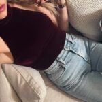 Riley Voelkel Instagram - Outfit from @revolve Scrape from falling through the attic Griswold style ✌️#revolve #holidayoutfit #truestory #loversandfriends #maybellineliftergloss