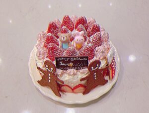 Rina Kawaei Instagram - メリークリスマスイブ🎄
今年はケーキを作りました🎂
スーパーはしごしたけどサンタの砂糖菓子見つからず🫠
売ってたクッキーとサンタの代わりにうさぎとくまさーん
※生クリームの絞り方下手すぎてウェーブ強めになってます
みなさま素敵なクリスマスを🎅🏻❤️