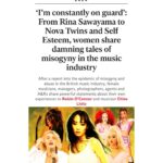 Rina Sawayama Instagram - happy international women’s day to all women, and in particular the women who have to fight silent battles with this industry on a daily basis! It’s the first time I’ve been honest about my past year (or to a level of detail I feel safe to). Honestly my mental health has been awful and though I was able to complete my 2023 commitments I can’t say it’s been the same this year. I’m sorry if I’ve let you down, my fans have been the shining light in all this. You’re always so supportive of me and I appreciate it so much. I’ve been lucky to have found ways to keep my business afloat and support myself as well as my team, but when it comes to new music I can’t release another album under my current conditions. I feel really trapped and don’t know what to do. Thank you to the women who bravely shared their story here, and to Roisin and Chloe for bringing it all together. you can read it in my stories (as you might expect there’s lots of trigger warnings). I’ve felt enlivened by the strength in this article, but I’ve also cried at how truly rotten the industry is. This is just a FRACTION of what actually goes on. Ive heard more stories like this, some worse, in private from other artists. There are men who have done horrible things to multiple women who have very secure jobs in high places. It’s truly terrifying. If you wanna help us you can share the article and send words of love and support to those featured. I would like to see more publications amplify this endemic problem outside of this one day too. Like I said in the article I don’t know a single woman who has not experienced some form of misogyny. As someone whose passion in music at school was taken advantage of by a music teacher who proceeded to then groom me for several years in my teens, it starts young. The music industry is absolutely due a MeToo movement and we need your amplification. Otherwise these artists will disappear from the industry. I don’t want any young person to ever have to experience what some of these women have. I want men to amplify this too. This is our workplace and women don’t deserve to be treated like this. This is not some rite of passage and this needs to stop
