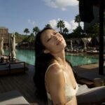 Rina Sawayama Instagram – body is in Texas, mind is in Ibiza 🧘🏻‍♀️
