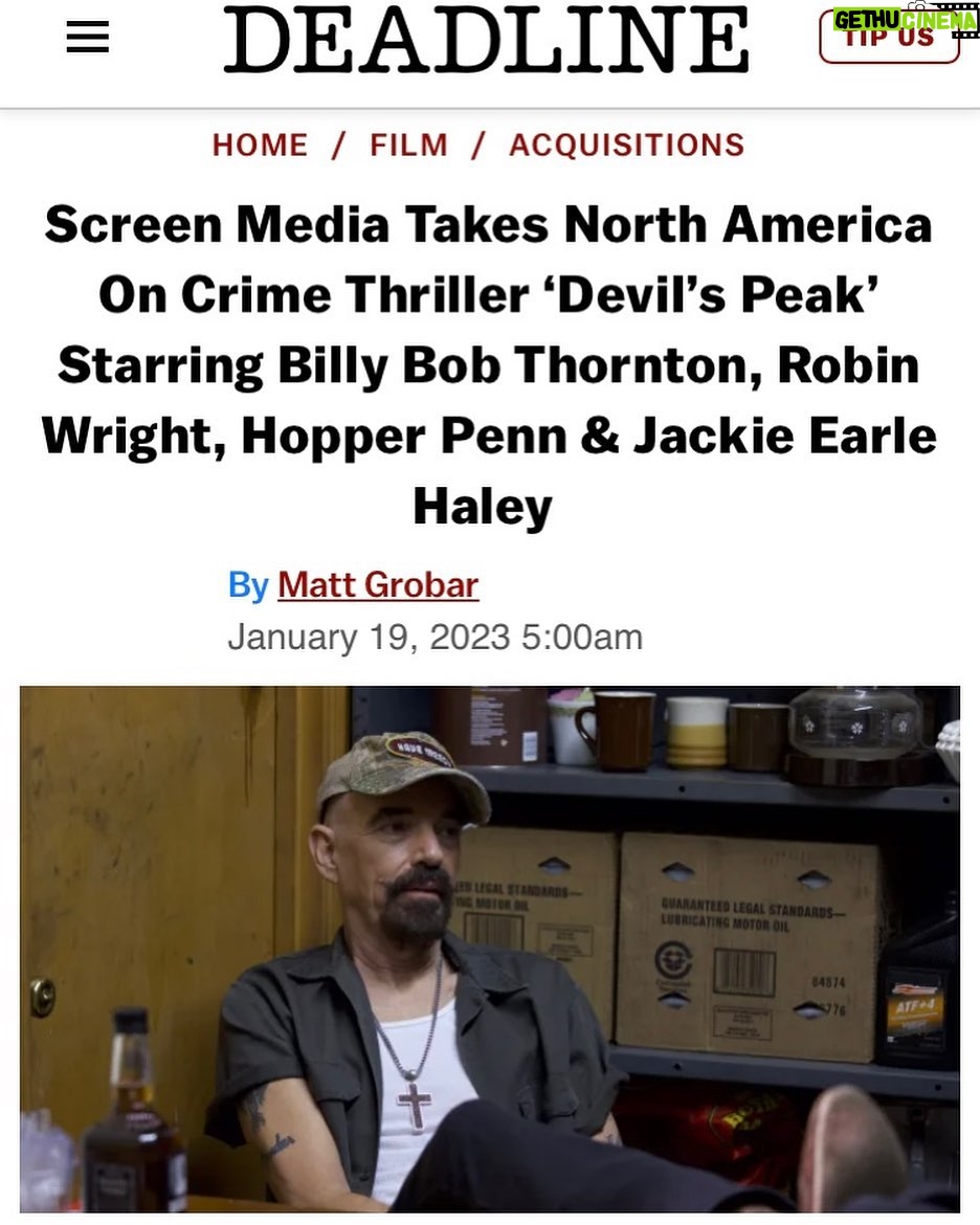 Robin Wright Instagram - EXCLUSIVE: Screen Media has acquired North American rights to the crime thriller Devil's Peak, starring Academy Award winner Billy Bob Thornton (The Gray Man), Golden Globe winner Robin Wright (Wonder Woman 1984), Hopper Penn (War Machine) and Academy Award nominee Jackie Earle Haley (Watchmen). The film picked up by the Chicken Soup for the Soul Entertainment company will be released exclusively in theaters on February 17, with a digital release to follow on February 24. The film directed by Ben Young (Hounds of Love) is based on the novel Where All Light Tends to Go by David Joy. Set in the Appalachian Mountains, it watches as a family is dominated by a crime lord (Thornton) who uses his fists to control both them and his business. When his son (Penn) meets the girl of his dreams (Katelyn Nacon), desperately wanting to escape the life he is expected to lead and free himself from the clutches of his father, he is forced to go head-to-head with the terrifying man who will stop at nothing to ensure loyalty from all of those around him.