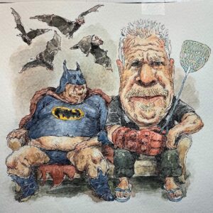 Ron Perlman Instagram - Repost from @johncuneo3
•
A quick fat Batman sketch that grew into something harder to explain.
#batman #hellboy #museofthegods #halloween