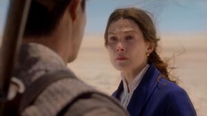 Rosamund Pike Instagram - Some love for the incredible privilege of playing Moiraine Damodred in @thewheeloftime . @rafejudkins changed the arc of Moiraine’s journey in the novels to explore the humanity underneath the Aes Sedai. What happens when someone with a cause for which they are prepared to die loses their greatest weapon in the fight? In this case : access to the One Power. We see through Season 2 Moiraine’s vulnerability, her pride, her refusal to trust. We also see the extent of her bravery. Episode 8 of Season 2 explores the feeling when accesss to the power is restored, and we see the intoxicating rush of channelling again; we also see an apology made to the person who withstood every attempt to push them away, and selflessly worked to solve the mystery @danielhenney as #lanmandragoran . @sharon_gilham_costume_design came up with a stunning final outfit for Moiraine, with a beautiful nod to the shoulders of her iconic bolero in Season 1, this time worked in lace on a beautiful blouse by @karenbob73 . This costume gave me the fluidity of movement I needed for this final epic channelling moment, and felt pure Aes Sedai.  Everything Moiraine has is pushed to the limit in her fight to stop the Dragon being shielded by the Seanchan Army and turned to the dark
. “I see my death in every day, as you do. How could I not with the task we have followed these years? Now with everything coming to a head, I must see it as even more possible. “