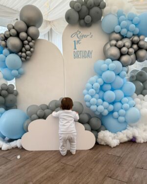 Rosie McClelland Instagram - Happy 1st Birthday to our adorable River, I love you and your mummy so much, just can’t believe you are one already! Get ready for lots of fun with your party auntie 🤍🩵
