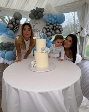 Rosie McClelland Instagram - Happy 1st Birthday to our adorable River, I love you and your mummy so much, just can’t believe you are one already! Get ready for lots of fun with your party auntie 🤍🩵