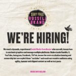 Russell Brand Instagram - The ideal candidate loves our channels, hates the establishment, is on a mission to spread a message of individual and community freedom against global oppression and is willing to use the tools of the system against it. We work pretty hard here, we are a good team and would welcome a new member in our fight for truth. We work on-site at our HQ 5 days a week at an amazing location 60 minutes from London. Send resumes, CVs and examples of your work to contact@russellbrand.com Thanks, Russell
