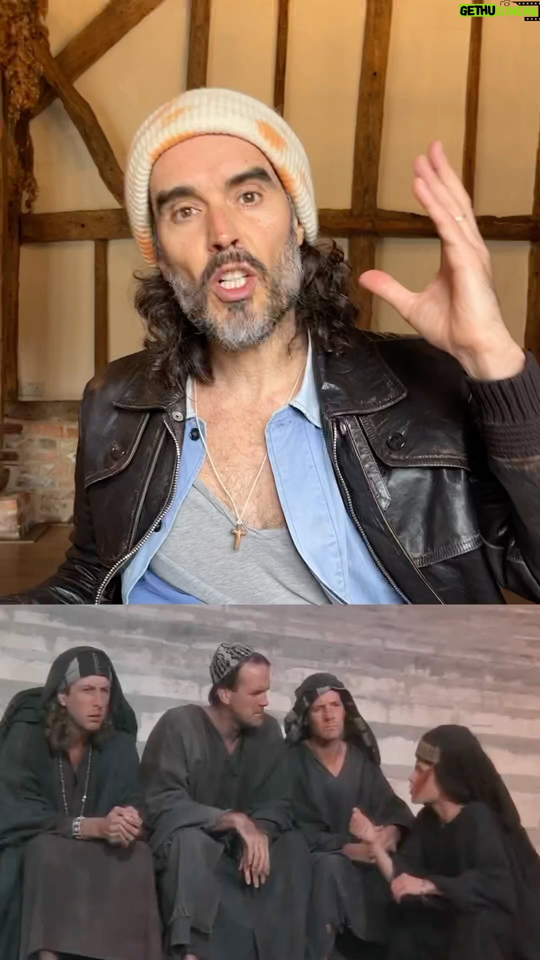 Russell Brand Instagram - The Pythons were (are?!) Geniuses (Genii!?) Life of Brian was prescient, masterful, and magnificent. Even if you’re a Christian you have to marvel at this scene - is it controversial? #montypython