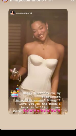 Russell Simmons Instagram - what a dress  From  last nights dinner that i missed 🌹  thank you @ninawcooper  My dearest  @mingleesimmons  today is the real bday  and today i celebrate again.. know that seeing you smile is enough for me  The real cause for my celebration shines every time i see you smiling ...keep going  keep on ,the world is yours ..remember all the lessons we shared  All the books that i made u read  know that the ideas in my books were never my creations ...but infact they are re purposed (stolen)  they are the only lasting truths!!!! remember to remember  the basis of the sciences of all religions ../ they are forever true::: no matter what the world is teaching.... God is the ultimate teacher  and his Laws are the basis of lasting happiness ...you always say "i know daddy"  but even i forget daily ...so im just reminding you  again🌺🌺🌺 LOVE YOU ❤️ HAPPY BIRTHDAY