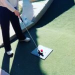 Ruth Connell Instagram - Hole in one at Crazy Golf. The winner’s imaginary Trophy stayed with 🏆 Scotland 🏴󠁧󠁢󠁳󠁣󠁴󠁿 home of golf - good try @robenedict 💪🏻🤪