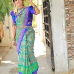 Sai Gayatri Instagram - 🧿💚 . MUA ,HD & SAREE DAPE @honeylang_makeup_artist BLOUSE @tanu_designer_studio JEWELLERY @new_ideas_fashions PC @evidencemaker . #beinganu #NNK