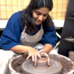 Samyuktha Instagram – Spinning clay, spinning joy: pottery playtime in action! 🎉🌀 @studio.myraa