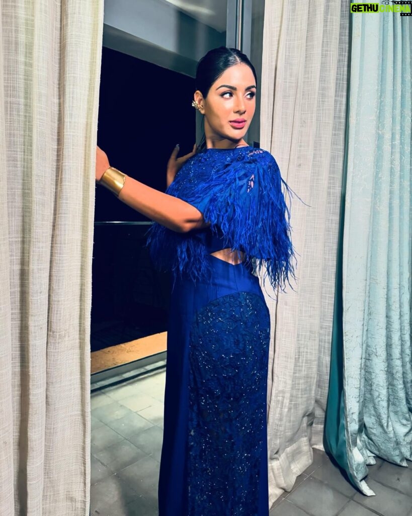 Samyuktha Instagram - Fluttering in my periwinkle dress, I'm a mischievous pixie with a penchant for playful trouble. Watch out, world! 💙✨ Wearing @tanva_by_deepika @suhanipittie #BluePixie #NaughtyButNice