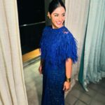 Samyuktha Instagram – Fluttering in my periwinkle dress, I’m a mischievous pixie with a penchant for playful trouble. Watch out, world! 
💙✨
Wearing @tanva_by_deepika 
@suhanipittie

 #BluePixie #NaughtyButNice