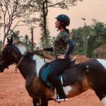 Samyuktha Instagram - 2024 embarked with a lot of learning about myself and about many things that makes life what it truly is. I have always been game for adventures in life. I never had a comfort zone because I always pushed myself to explore newer experiences 💫 As an actor, I am blessed to be able to experience different things on a daily basis. For my next movie, Swayambhu, I have been learning Horse Riding and trust me, it has been a spiritual and enriching journey. Being in harmony and synchrony with the Horse, looking deep into the Horse’s soul and make sure we are working together as a team is beautiful and liberating! I took each fall as a stepping stone and not as a hurdle. Here I am, your jockey Samyuktha with her beautiful🐴 ❤️ #NeverGiveUp #HorseRidingLessons #NewYearNewerExperiences