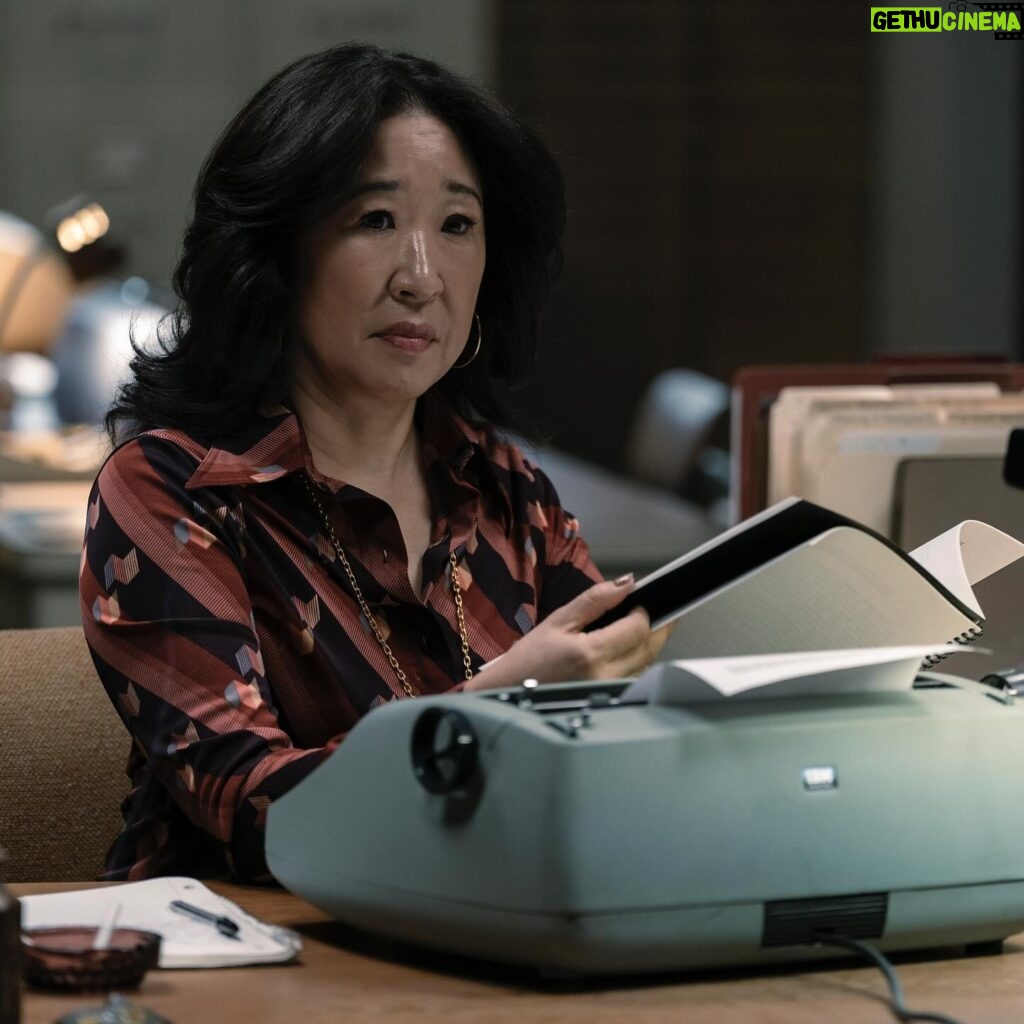 Sandra Oh Instagram - The arrival of Ms Mori @sympathizerhbo #102! Tomorrow Sunday 🩵🧡🩷 🙏 @congtriofficial & @luciebrochard.vo beautiful 🇻🇳&🇫🇷 designers