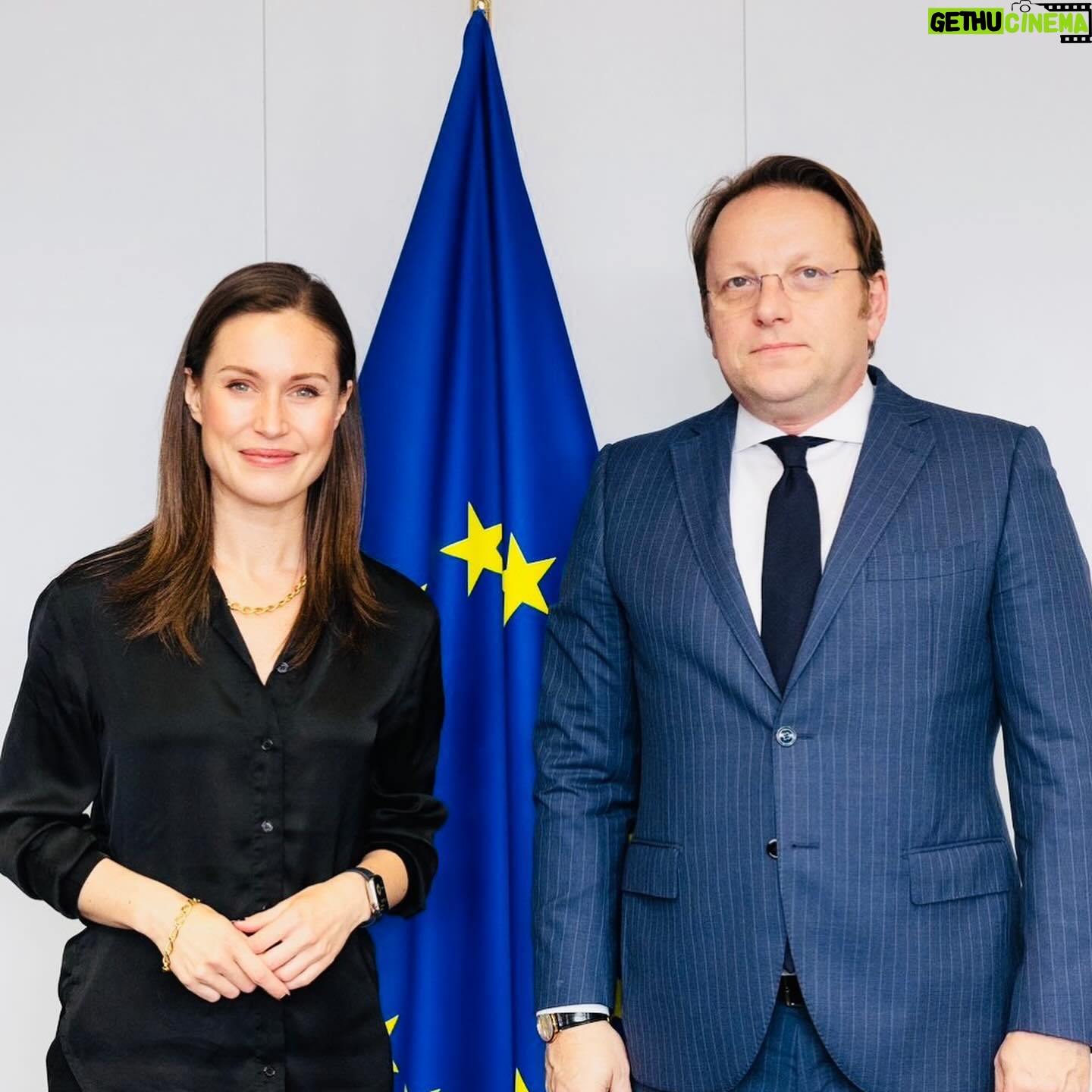 Sanna Marin Instagram - Full days of meetings and insightful discussions in Brussels 🇪🇺 Prime Minister of Belgium 🇧🇪 @alexanderdecroo, President of the @eucouncil @CharlesMichel, Vice President of the @europeancommission Věra Jourová, European Commissioner for International Partnerships @juttaurpilainen, Commissioner for Neighbourhood and Enlargement Olivér Várhelyi, Commissioner for Health and Food Safety @skyriakides as well as Commissioner for Financial Services, Financial Stability and Capital Markets Union @mcguinnesseu as well as many other great professionals. 🇪🇺 Also thank you @institutegc Brussels for organizing a full house discussion on the European future of #Ukraine and #Moldova with Deputy Prime Minister for European and Euro-Atlantic Integration of Ukraine Olha Stefanishyna @olhastefanishyna, Deputy Prime Minister for European Integration Cristina Gherasimov, and EU Commissioner for Jobs and Social Rights, @pes_eu Common Candidate Nicolas Schmit. The question of enlargement is now being discussed under very unique geopolitical circumstances - different than ever before. Ukrainian & Moldovian proggress on the path of EU integration is fundamentally linked to the broader question European values and security. This is why it’s crucial for Europe to articulate a clear positioning: aggressive actions will only lead to the citizens of Ukraine and Moldova choosing the European way: collective commitment to peace, stability, international norms, and the sovereignty of nations to determine their paths. 🇪🇺🇺🇦🇲🇩