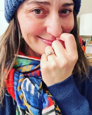 Sara Bareilles Instagram - We have been engaged for a year and this is the ring we chose- we picked it up yesterday. We bought the gold leaf at an arts fair in Mexico City last December because looking for a ring started to feel like it was distorting and eclipsing the beauty of choosing each other. Joe found this ring at an antique store upstate. I was buying tiny lamp shades. (So cute!) It didn’t fit my finger so I was scared to take the leap. I had been thinking I should go get something custom or really hunt for the “right ring” so I balked at it. We drove back to our house without it and talked about the concept of the ring. That it is something he wants to give me, not just get for me. That the leap of faith of not quite knowing if it was “the one” is just that. A leap of faith. And isn’t that life? I look at this ring and think of his big blue eyes and how sometimes they are pleading with me to let go and grow into something new with him. So I did. And we got it the next day and got it sized and now I just love that I see him when I look at it- I like looking at you @joetipps. 

Exceptional “hand holding things” pictures were taken by me. Please credit me I’m a very important photographer.