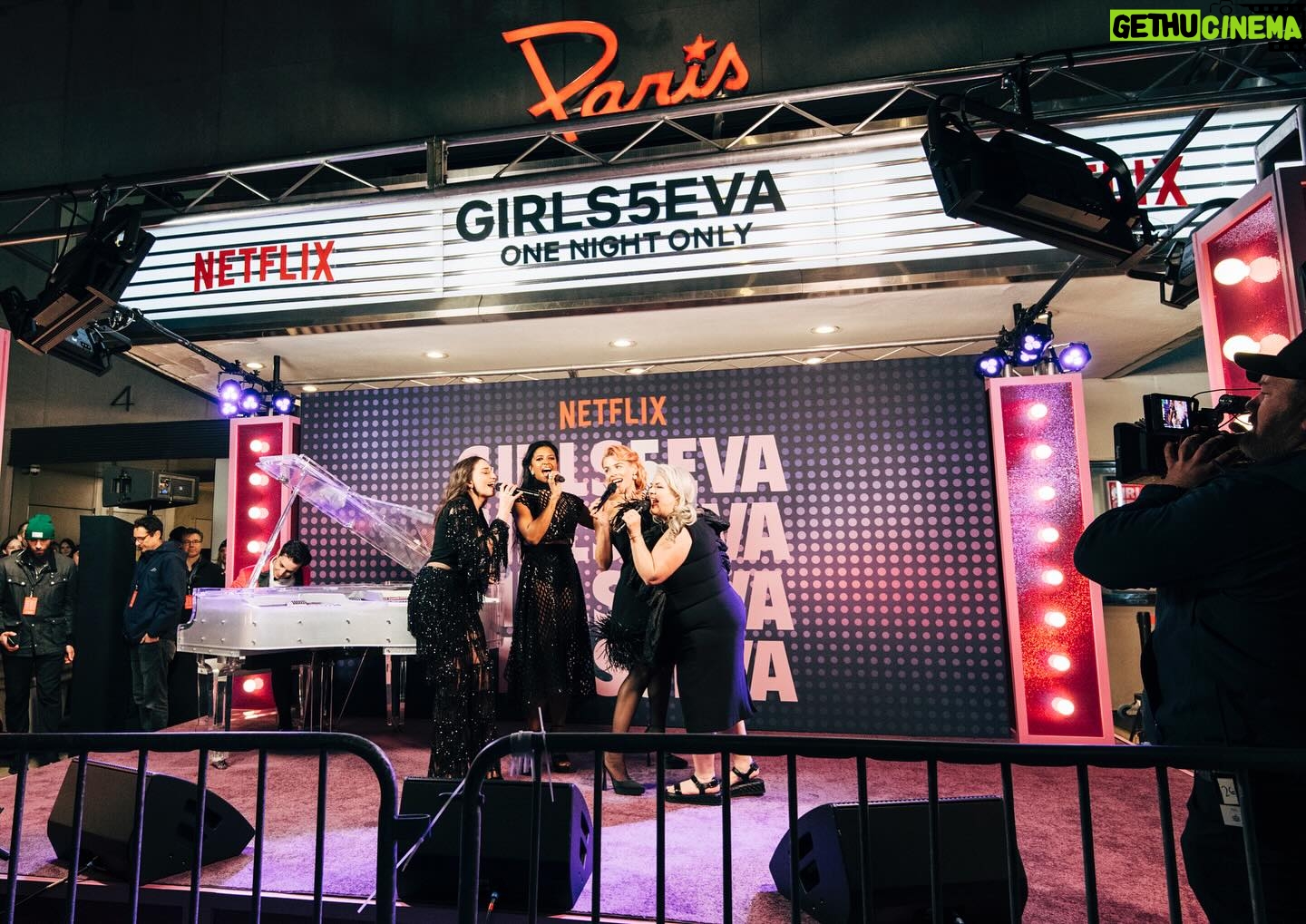 Sara Bareilles Instagram - Last night, the stars arrived in style and brought back ‘90s nostalgia at the premiere event of #Girls5eva Season 3 at the Paris Theater in New York! Don’t miss the new season premiering March 14 on @Netflix, along with Season 1 & 2 dropping the same day.