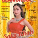 Sara Khan Instagram - Here it is! cover for the wedding issue of @Glamorous___you Magazine Editor-in-chief- Lakshmi Singh Jewellery - @Rakshnumajewels Makeup-@simmighaimakeovers Fashion designer- @myra.creationz