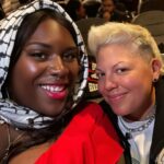 Sara Ramirez Instagram - Thank you @lanzybear and @watermelonpicturesco for welcoming us to this intimate screening of Walled Off; an incredibly powerful, moving, educational and galvanizing film by @vinarfuso , produced by @anwarhadid @rogerwaters @kwekumandela and Immortal Technique, that centers Palestinian humanity and stories over numbers, and shows the Palestinian perspective on how the ongoing Nakba continues today. Available on all digital platforms MAY 3rd. Spread the word! . . Pic1: @qween_jean and I in the screening room, smiling because it feels good to be with likeminded creative community. Video1: The beautiful flower and watermelon arrangement in the entrance to the screening room, a poster of Watermelon Pictures on the left of the arrangement and to the right is a poster of Walled Off. Pic2: wide pic of the above. Video2: panning the entrance to the screening room, all the beautiful creative community in support of this film and Watermelon Pictures. Video3: selfie video of Qween and I with screening entrance room and community in the background, exclaiming “Solidarity!” “Watermelon Pictures!” “FREE PALESTINE” with Alana’s sister joining us toward the end. Pic3: my hand holding up a black Watermelon Pics swag bag that reads “FROM THE RIVER TO THE SCREEN PALESTINE WILL BE SEEN” (obsessed) in English and Arabic, English in white, Arabic in red. Video4: @munir_atalla who is part of the @watermelonpicturesco team, welcoming us inside the screening room and asking who here is Palestinian. The crowd erupts in a loud “WOOO”. Then he says “For all of you who didn’t go ‘wooo’, you are wrong because if you were invited here you are a part of our movement. In our thousands in our millions, we are all Palestinians. And so let’s hear it one more time- Who here is Palestinian?” Everyone erupts in an even louder “WOOO!”. Then Qween exclaims “Viva Viva Palestina!” The crowd laughs and enjoys it! Munir says “Yes.” Pic4: @lanzybear and Walled Off filmmaker @vinarfuso sitting at the front of the room in a talk back with the audience. So so powerful and appreciated! . They tried to bury us. They didn’t know we were seeds. 🌱🍉❤️‍🔥