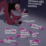 Sara Ramirez Instagram – Sara, how will you be recognizing International Non-binary People’s Day? 
.
.
.
Image: A meme by graysongoal of Lama Kuzco from Emperor’s New Groove, low to the ground, staring at a floor full of many scattered pink bottles, with one in each hoof. Dark purple background that fades from top of frame to bottom into a purple/greyish floor. There is text in white font in the top right corner that reads: “my brain when someone asks me a normal question”, with overlayed text in white font over several scattered bottles that read: “song lyrics”, “movie quotes”, “childhood trauma”, “random facts”, “the answers I wanted to give”, “weird theories about the world”, “jokes that don’t land”, “neurodivergent interests”.
Non-binary people come in many shapes, colors, sizes, paradigms of belief, cognitive functioning, nationalities, ethnicities, political stances, sexual orientations, gender expressions, personalities, ages, differently abled bodies, immigration experiences, etc. And we are so much more than a gender identity. We have been around since the beginning of time, and we will always be here. I’m sending so much love, light and strength to the many enbies and tgnc folx who are out there trying to just be. I feel you. I love you. 💛🤍💜🖤