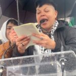 Sara Ramirez Instagram - Actor and activist Sara Ramirez @therealsararamirez addresses the crowd, surrounded by other LGBTQIA activists standing in solidarity with Palestine: “I may have played a foreign policy advisor on TV, but I don’t have to be a real one to know that genocide and ethnics cleansing are WRONG!” #ShutItDown4Palestine 🇵🇸