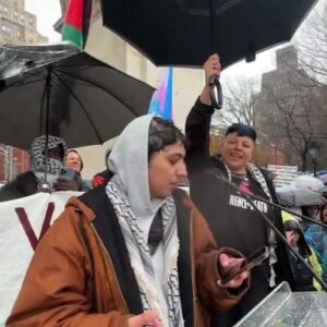 Sara Ramirez Instagram - Millions march for Palestine.
Speakers: @therealsararamirez, @officialjakegyllenhalal, @qween_jean.