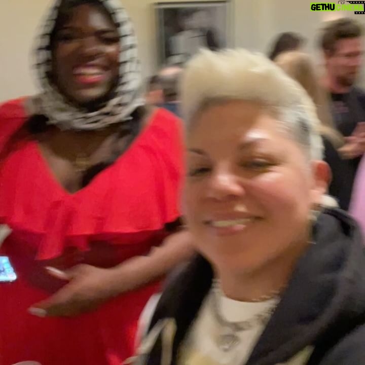 Sara Ramirez Instagram - Thank you @lanzybear and @watermelonpicturesco for welcoming us to this intimate screening of Walled Off; an incredibly powerful, moving, educational and galvanizing film by @vinarfuso , produced by @anwarhadid @rogerwaters @kwekumandela and Immortal Technique, that centers Palestinian humanity and stories over numbers, and shows the Palestinian perspective on how the ongoing Nakba continues today. Available on all digital platforms MAY 3rd. Spread the word! . . Pic1: @qween_jean and I in the screening room, smiling because it feels good to be with likeminded creative community. Video1: The beautiful flower and watermelon arrangement in the entrance to the screening room, a poster of Watermelon Pictures on the left of the arrangement and to the right is a poster of Walled Off. Pic2: wide pic of the above. Video2: panning the entrance to the screening room, all the beautiful creative community in support of this film and Watermelon Pictures. Video3: selfie video of Qween and I with screening entrance room and community in the background, exclaiming “Solidarity!” “Watermelon Pictures!” “FREE PALESTINE” with Alana’s sister joining us toward the end. Pic3: my hand holding up a black Watermelon Pics swag bag that reads “FROM THE RIVER TO THE SCREEN PALESTINE WILL BE SEEN” (obsessed) in English and Arabic, English in white, Arabic in red. Video4: @munir_atalla who is part of the @watermelonpicturesco team, welcoming us inside the screening room and asking who here is Palestinian. The crowd erupts in a loud “WOOO”. Then he says “For all of you who didn’t go ‘wooo’, you are wrong because if you were invited here you are a part of our movement. In our thousands in our millions, we are all Palestinians. And so let’s hear it one more time- Who here is Palestinian?” Everyone erupts in an even louder “WOOO!”. Then Qween exclaims “Viva Viva Palestina!” The crowd laughs and enjoys it! Munir says “Yes.” Pic4: @lanzybear and Walled Off filmmaker @vinarfuso sitting at the front of the room in a talk back with the audience. So so powerful and appreciated! . They tried to bury us. They didn’t know we were seeds. 🌱🍉❤️🔥