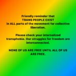 Sara Ramirez Instagram - Friendly reminder that TRANS PEOPLE EXIST in ALL parts of the movement for collective liberation. Please check your internalized transphobia. Our struggles for freedom are interconnected. 🍉 NONE OF US ARE FREE UNTIL ALL OF US ARE FREE. . . Caption above in black font over a rainbow background with the song Ya Tal3een by Dana Salah playing lyrics that include: . Last night I had dreams In the land of olive trees From the river to the sea People tasted freedom Soon those hellish skies Turned to blue and starry nights As their voices start to rise, we’re Ending an apartheid Hold on Just a little longer we’re going home Just a little longer hold on Glory’s Around the corner we’re going Home with our waving flag 🇵🇸🍉❤️‍🔥